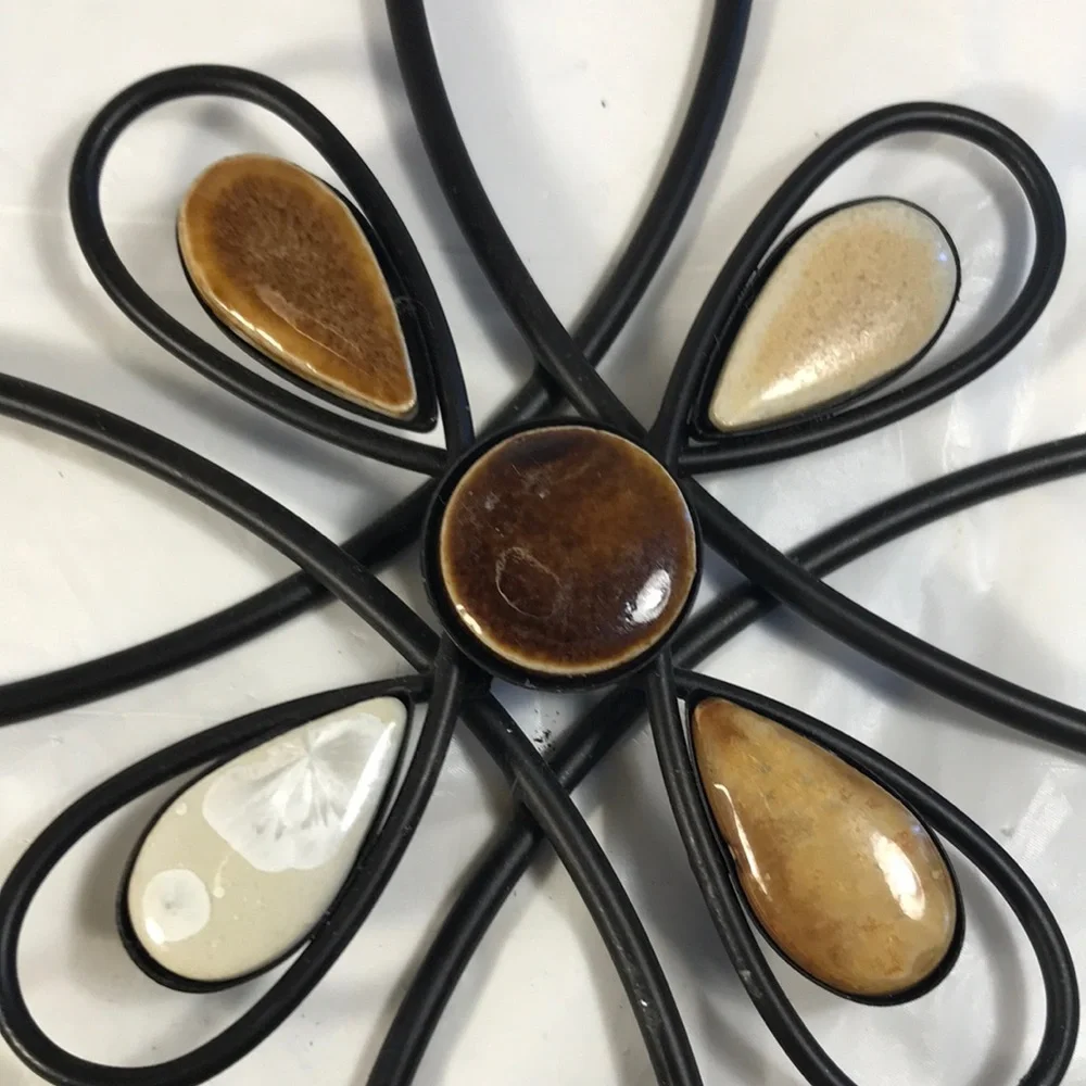 Decorative Metal and Mosaic Candle Holders and Stones Vintage Wall Sconces